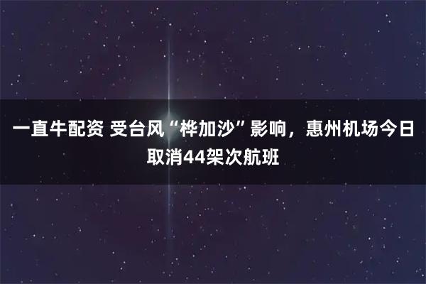 一直牛配资 受台风“桦加沙”影响，惠州机场今日取消44架次航班